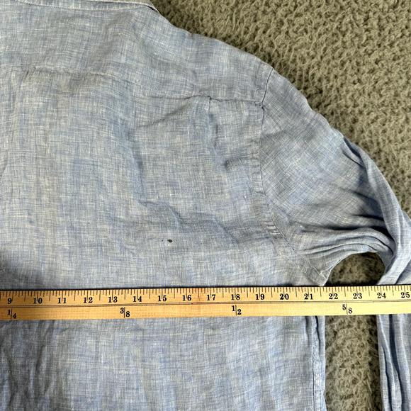 Reiss Shirt Men's XL Blue Button Up 100% Linen Regular Fit Casual Long Sleeve - Picture 10 of 13